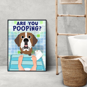 Personalized Gifts For Dog Moms Dog Dads 02HUPU060824 Funny Dog On Toilet - Poster & Canvas - GoDuckee