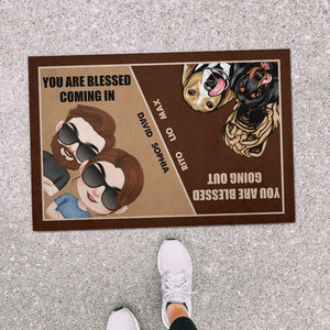 You Are Blessed Coming In, Personalized Doormat, Gift For Dog Couple - Doormat - GoDuckee