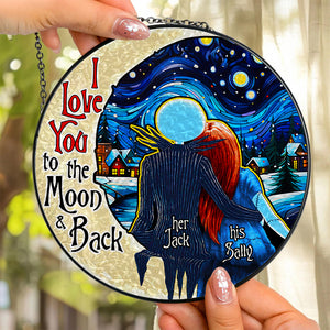 Personalized Gifts For Couple Stained Glass To The Moon 01ACDT080824 - Ornament - GoDuckee