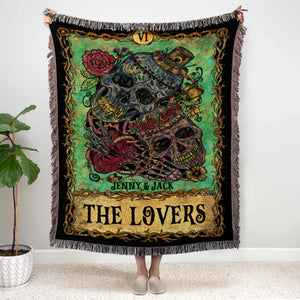 Personalized Tarot Couple Woven Blanket, Gift For Couple - Blanket - GoDuckee