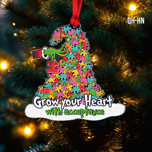 Grow Your Heart With Acceptance, Gift For Autism, Personalized Acrylic Ornament, Christmas Puzzle Hat Ornament, Christmas Gift 07QHHN121023 - Ornament - GoDuckee