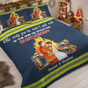 Personalized Gifts For Couple Firefighter Lover Quilt Bed Set 04XQDT151124TM - Blanket - GoDuckee