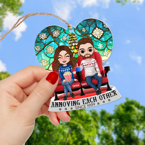 Personalized Gifts For Couple, Movie Couple Suncatcher Ornament Annoying Each Other 01NAQN230924HH - Ornament - GoDuckee