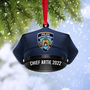 Gift For Policeman, Personalized Ornament, Custom Photo Upload Police Hat, Christmas Gift - Ornament - GoDuckee