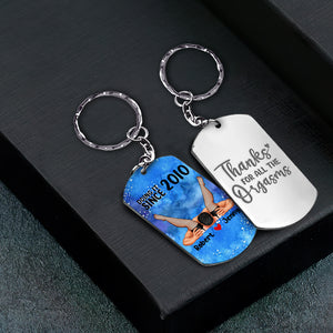 Romantic Couple, Love You Forever, Personalized Stainless Steel Engraved Keychain, Couple Gifts, Gifts For Her, Gifts For Him - Keychains - GoDuckee