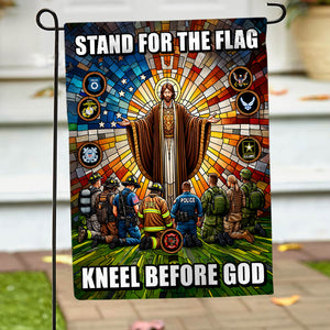 Gifts For First Responders Garden Flag, Stand For The Flag Kneel Before God 03QHQN160824 - Garden Flag - GoDuckee