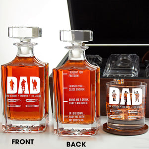 Veteran Dad Whiskey Decanter Set - Personalized Gift For Dad 03TOQN220525 - Whiskey Bottle - GoDuckee