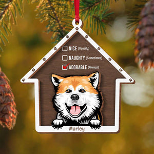 Adorable Dog, Gift For Dog Lover, Personalied Wood Ornament, Dog House Ornament, Christmas Gift - Ornament - GoDuckee