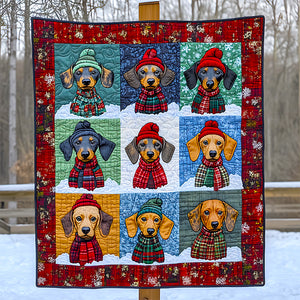 Dachshund Dog Christmas Quilt Bed Set Gifts For Dog Lovers 05HUDT041124 - Blanket - GoDuckee