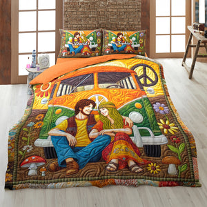 Personalized Gifts For Hippie Couple Quilt Bedding Set Special Line 04tgtn100125 - Blanket - GoDuckee