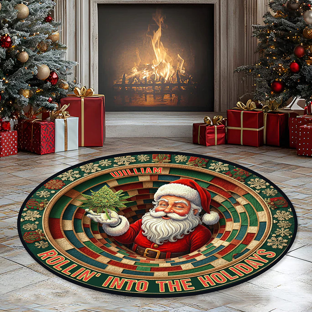 Chill Santa Round Rug Personalized Christmas Gifts 02TOQN081025 - Doormat - GoDuckee