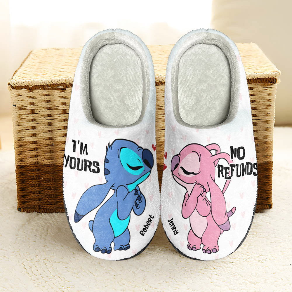 I'm Yours, No Refunds, Couple Gift, Personslized Home Slippers, Alien Couple Slippers, Christmas Gift 03QHHN241023 - Shoes - GoDuckee