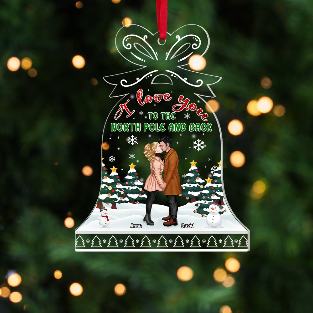 I Love You to the North Pole and Back, Personalized Kissing Couple Ornament, Christmas Gifts - Ornament - GoDuckee