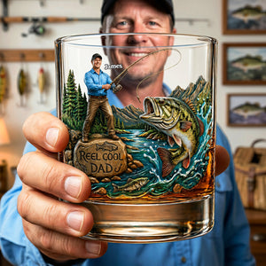 Marvelous Fishing Dad Drinking Glass - Custom Photo Gifts For Dads 03tota090526 - Glass - GoDuckee