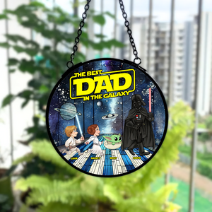 Personalized Gifts For Dad Stained Glass Ornament, Best Dad In The Galaxy 02TGPU190924 - Ornament - GoDuckee