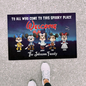 Welcome To All Who Come To This Spooky Place Personalized Door Mat 02PGTN170823HH, Gift For Family - Doormat - GoDuckee