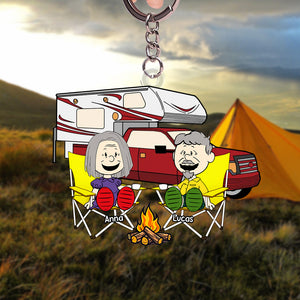 Personalized Gifts For Camping Couple Keychain, Keys To Happy Camper 03qhtn110125pa - Keychains - GoDuckee