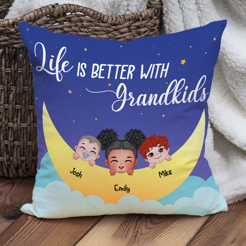 Life Is Better With Grandkids, Personalized Pillow, Grandkids Moon Night Pillow 02OHHN030823HH - Pillow - GoDuckee