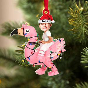 Custom Photo Gifts For Kids Christmas Ornament 01natn300824 Funny Kid Riding - Ornament - GoDuckee