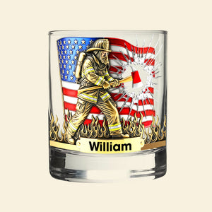 Patriotic Firefighter Drinking Glass – Personalized Gifts For Firefighter 04hyqn080925 - Whiskey Glass - GoDuckee