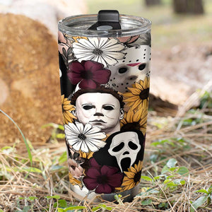 Gifts For Horror Fan Tumbler Floral Horror Killer Characters 10acxx050824 - Tumbler Cup - GoDuckee