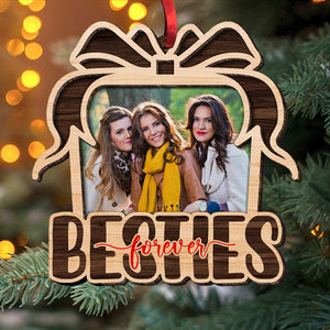 Besties Forever Personalized Wood Ornament - Upload Besties' Image - Ornament - GoDuckee