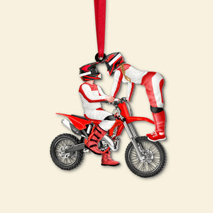 Motocross Couple, Personalized Acrylic Ornament, Gift For Christmas - Ornament - GoDuckee