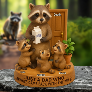 Raccoon Dad Plaque - Personalized Gifts For Dad 04napu130525 - Shaped Plaques - GoDuckee