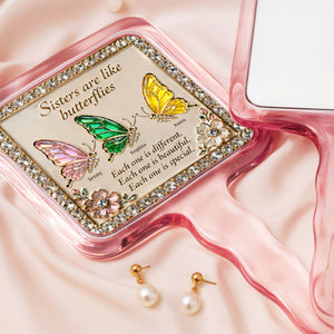 Sisters Butterfly Handheld Mirror Personalized Gifts For Besties 01natn130226 - Mirror - GoDuckee