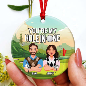 Personalized Gifts For Golf Couple Ceramic Ornament 02TOMH301024PA - Ornament - GoDuckee