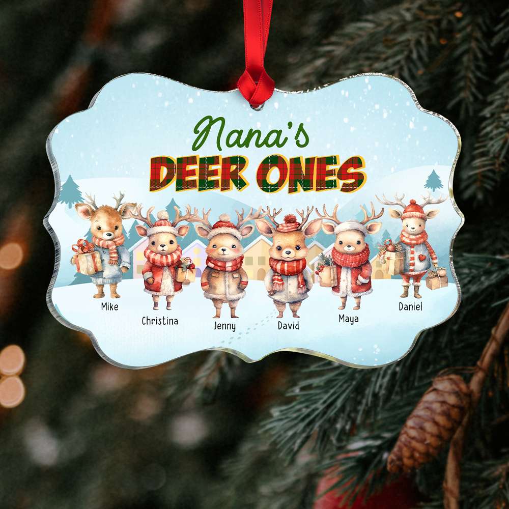 Nana's Deer Ones, Gift For Family, Personalied Ornament, Deer Kids Ornament, Christmas Gift 05PGHN060923 - Ornament - GoDuckee