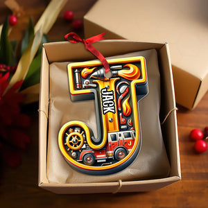 Custom Alphabet Letter Gifts For Fire Truck Lover Christmas Ornament 02xqtn241024 - Ornament - GoDuckee