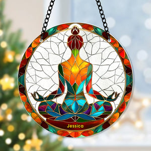 Personalized Gifts For Christmas Suncatcher Ornament 57ACQN240824 Yoga Symbol - Ornament - GoDuckee