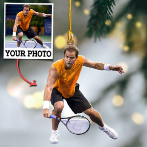 Custom Photo Gifts For Tennis Lovers, Upload Playing Tennis Photo Christmas Ornament 24pgvp140924 - Ornament - GoDuckee