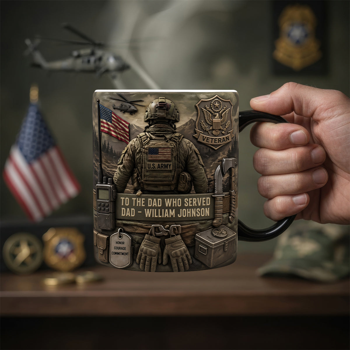 Proud Veteran Dad Magic Coffee Mug - Personalized Gifts For Dads 04TYDH290426 - Coffee Mug - GoDuckee