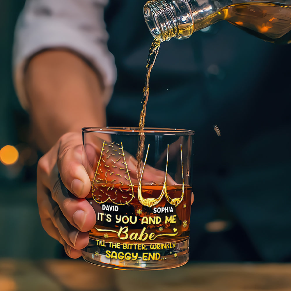Cheeky Old Couple Drinking Glass - Personalized Gifts For Couples 02NALU181025 - Whiskey Glass - GoDuckee