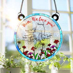Hand In Hand Window Hanging Suncatcher Ornament - Personalized Gift For Mom 03XQLU280325 - Ornament - GoDuckee
