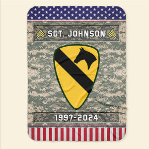 US Military Blankets - Rank Insignia & Division - Custom Name Gifts For Veteran, Soldiers - Blanket - GoDuckee