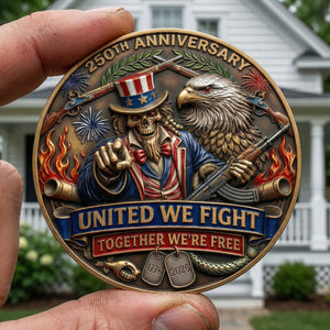 Celebrated America 250th Anniversary Printed Metal Coin - Personalized Gifts 03tyqn240326 - Coin - GoDuckee
