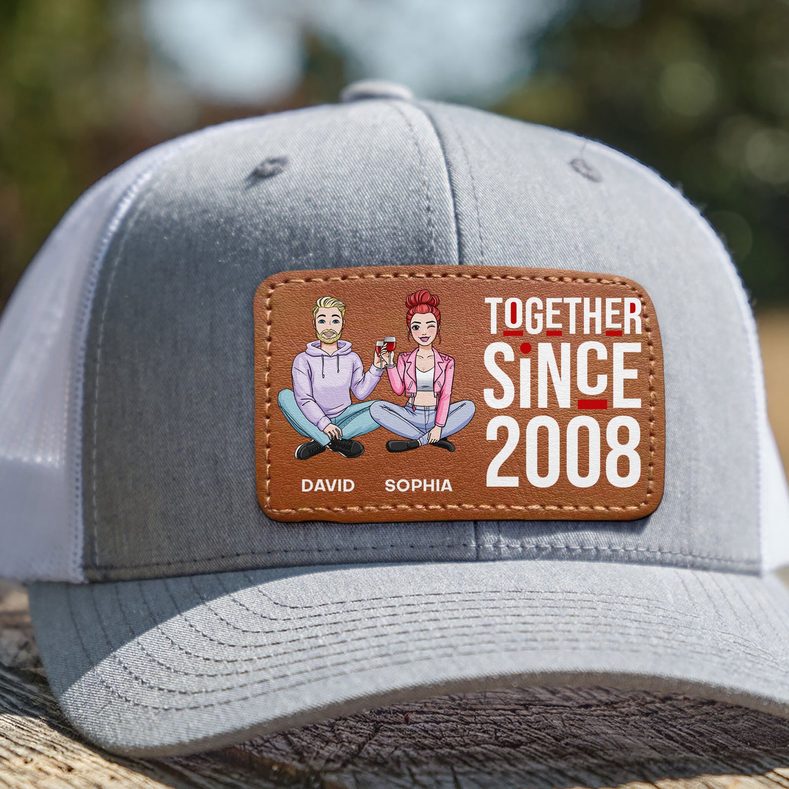 Personalized Gifts For Couple Leather Patch Hat 03ACDT100724HH - Caps - GoDuckee