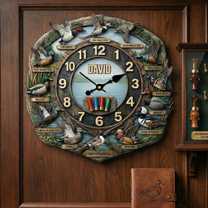 Duck Hunting Hanging Wall Clock - Personalized Gifts For Hunters 02hutn240326 - Hanging Wall Clock - GoDuckee