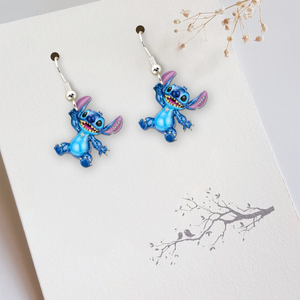 Mischievous Hanging Blue Alien Earrings - Personalized Gifts For Cartoon Movie Lovers 05QHLU240625 - Earrings - GoDuckee