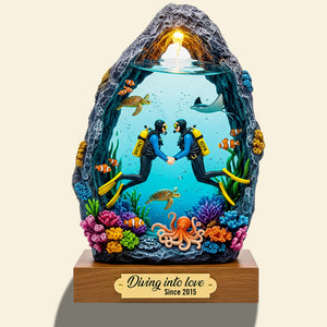 Scuba Diving Couple Acrylic Plaque Personalized Gifts For Couple 02NADT020625 - Shaped Plaques - GoDuckee