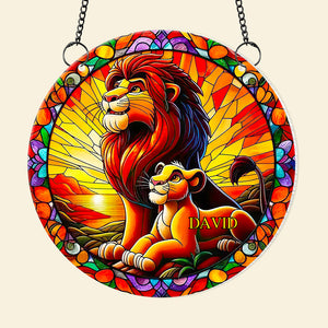 Personalized Gifts For Movie Lovers, Lion King Father & Son Suncatcher Ornament 14ACDT060924 - Ornament - GoDuckee