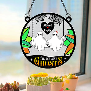 Personalized Gifts For Couple Suncatcher Hanging Ornament, Ghost Couple On Swing 02NAQN050824 - Ornament - GoDuckee