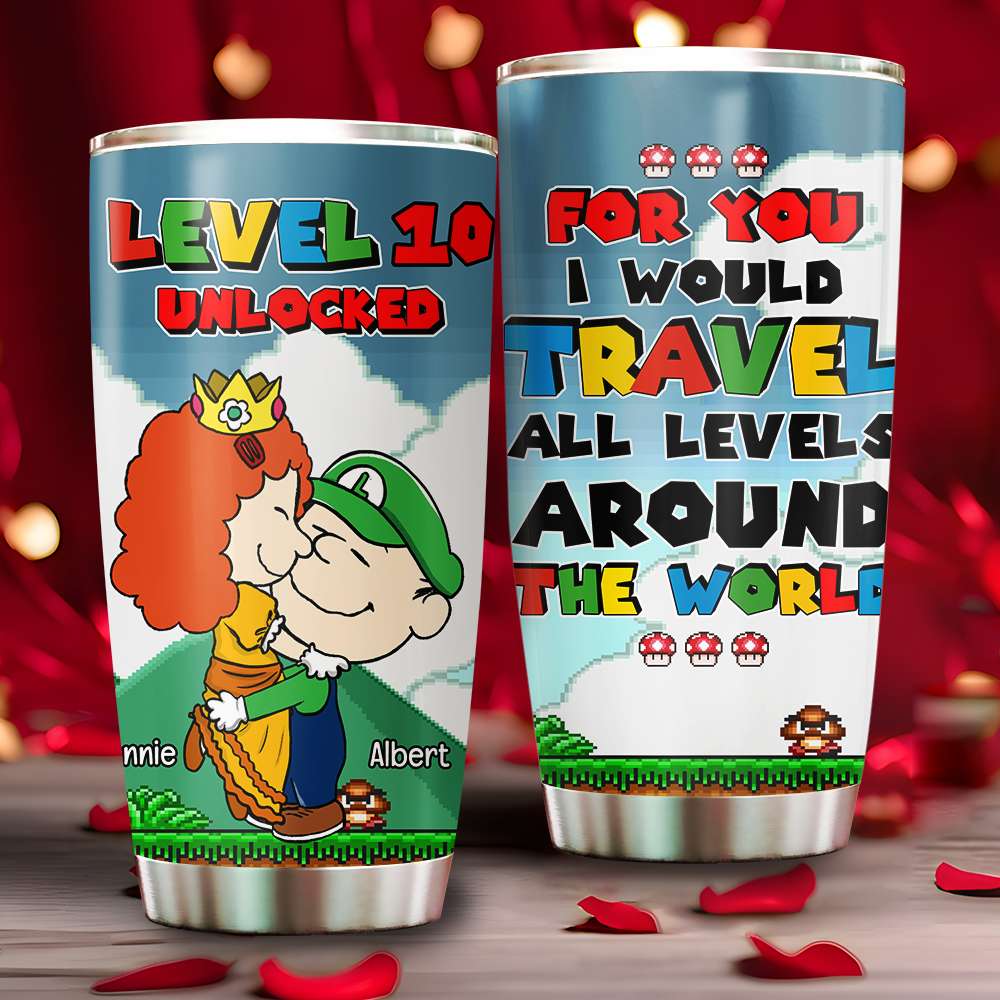 Personalized Gift For Couple 20oz Tumbler Hugging Cartoon Couples 05TOLU030125HG - Tumbler Cup - GoDuckee