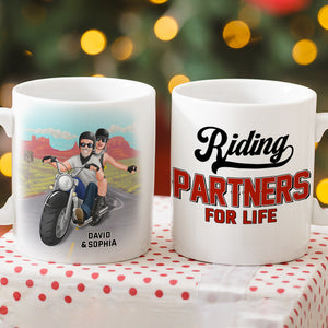 Riding Partners For Life, Personalized Biker Coffee Mug, Gift For Couple - Coffee Mug - GoDuckee