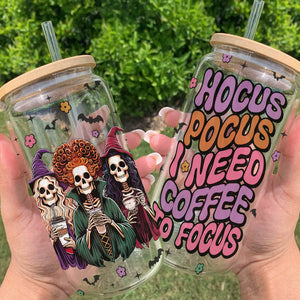 Personalized Gifts For Horror Fans Glass Can, I Need Coffee To Focus 03qhtn310824 - Glass Can - GoDuckee