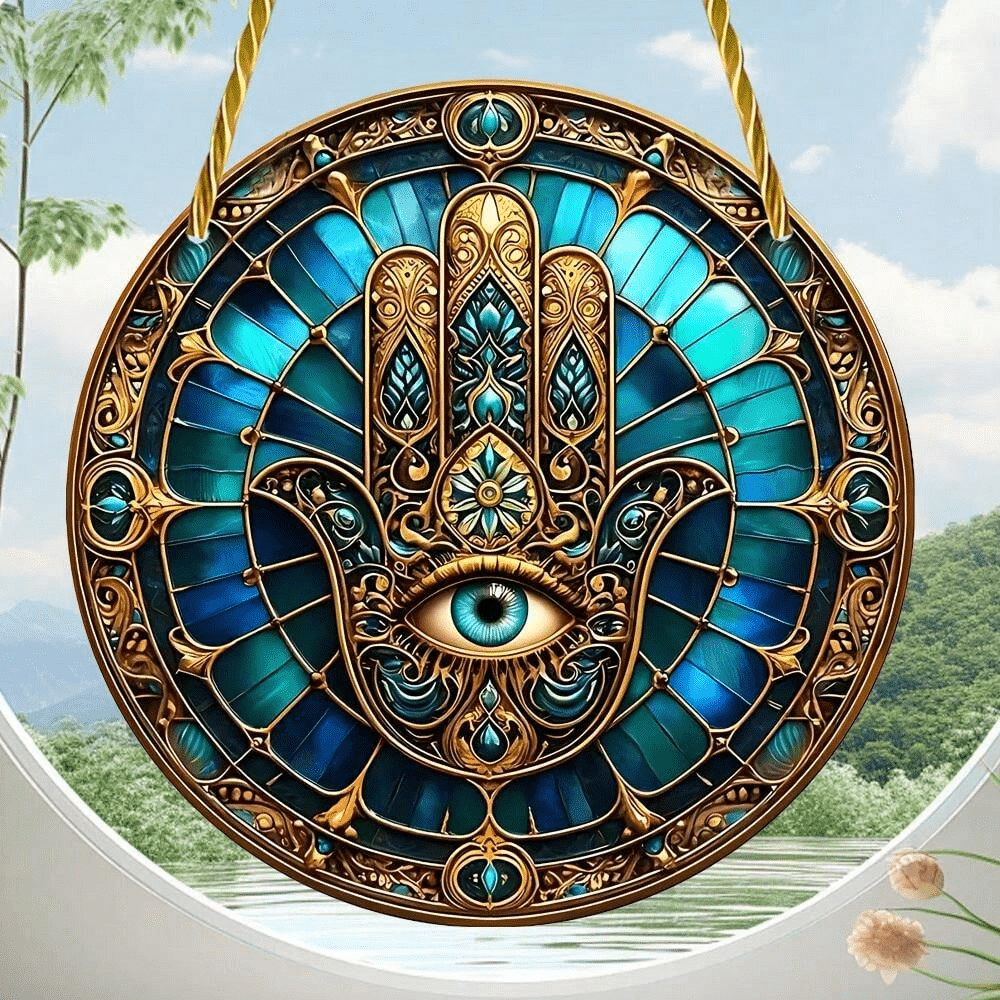 Hamsa Hand Stained Glass Ornament 04acxx220824 - Ornament - GoDuckee