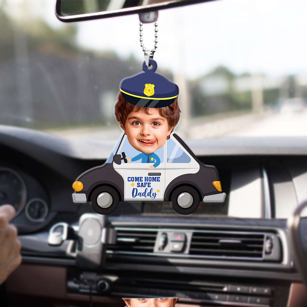 Custom Photo Gifts For Dad Car Ornament Come Home Safe Daddy - Ornaments - GoDuckee